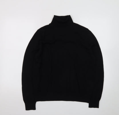 Marks and Spencer Men's Black Roll Neck Merino Wool Jumper Size L