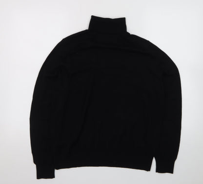 Marks and Spencer Men's Black Roll Neck Merino Wool Jumper Size L