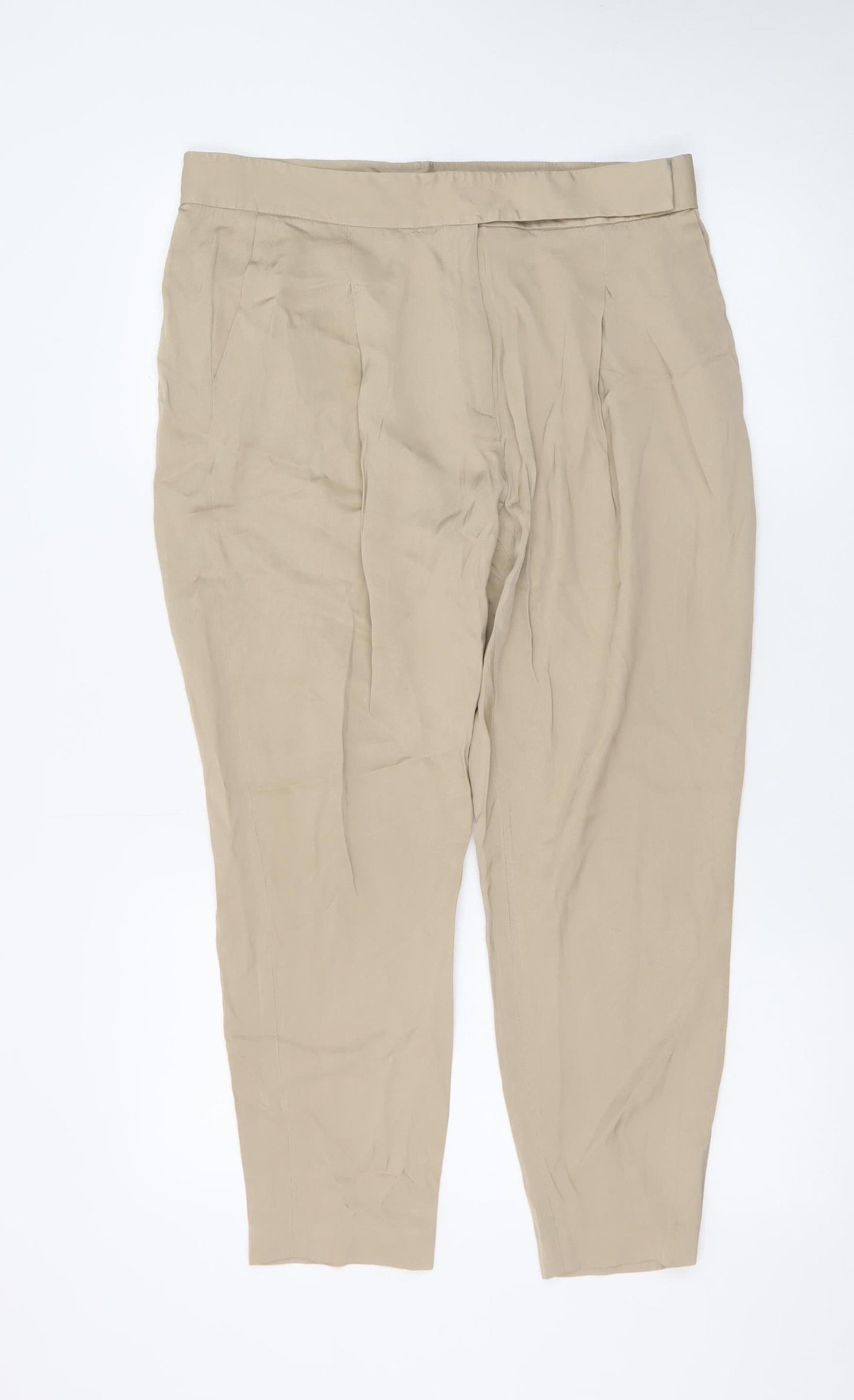 AllSaints Women Beige Size 12 Cedie Sky Pleated Tapered Trousers