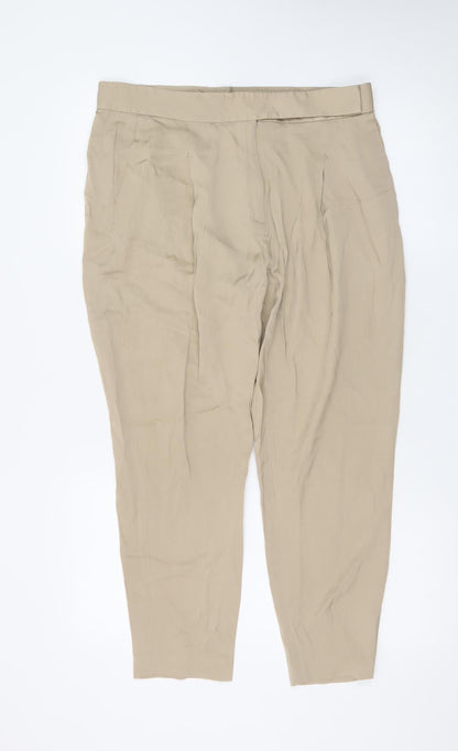 AllSaints Women Beige Size 12 Cedie Sky Pleated Tapered Trousers