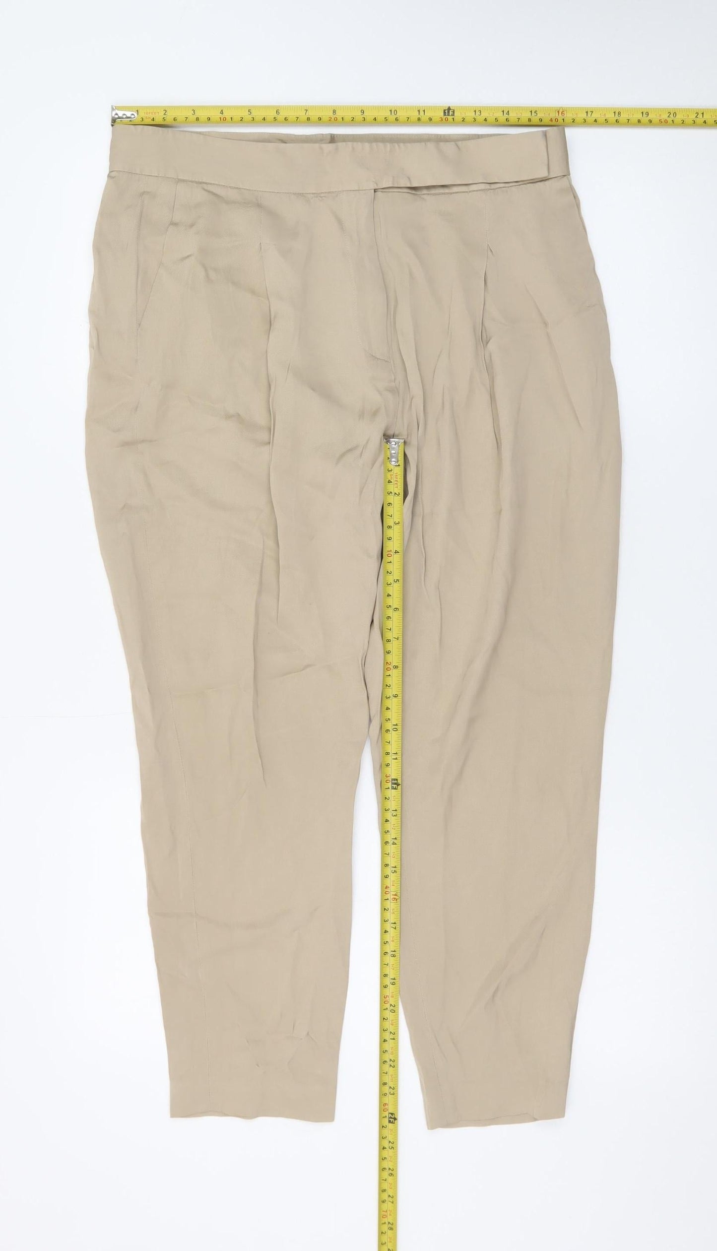 AllSaints Women Beige Size 12 Cedie Sky Pleated Tapered Trousers