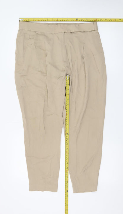 AllSaints Women Beige Size 12 Cedie Sky Pleated Tapered Trousers