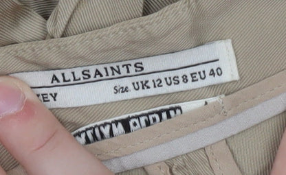 AllSaints Women Beige Size 12 Cedie Sky Pleated Tapered Trousers