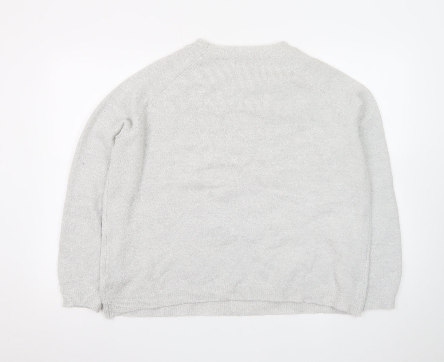 Klass Women’s Grey Beaded Crew Neck Pullover Jumper Size 2XL