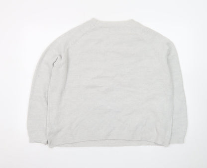 Klass Women’s Grey Beaded Crew Neck Pullover Jumper Size 2XL