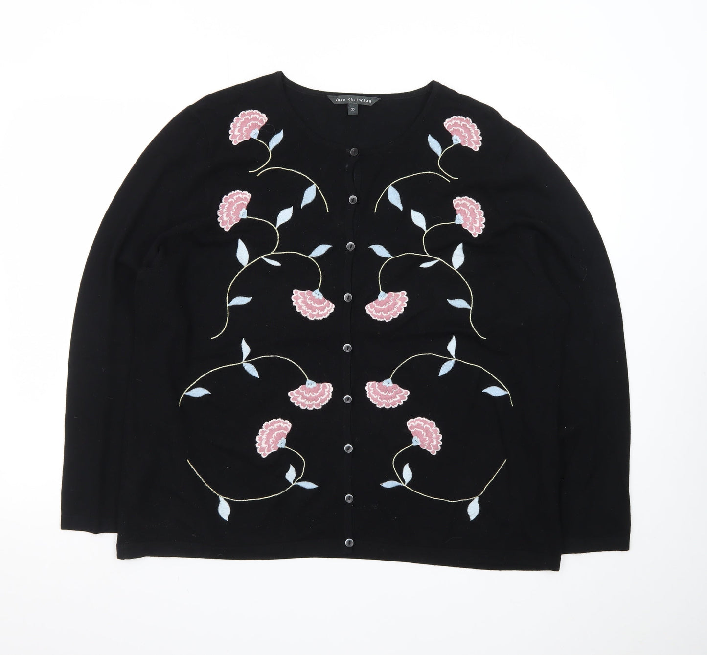 Bonmarché Women's Black Floral Embroidered Cardigan Size L
