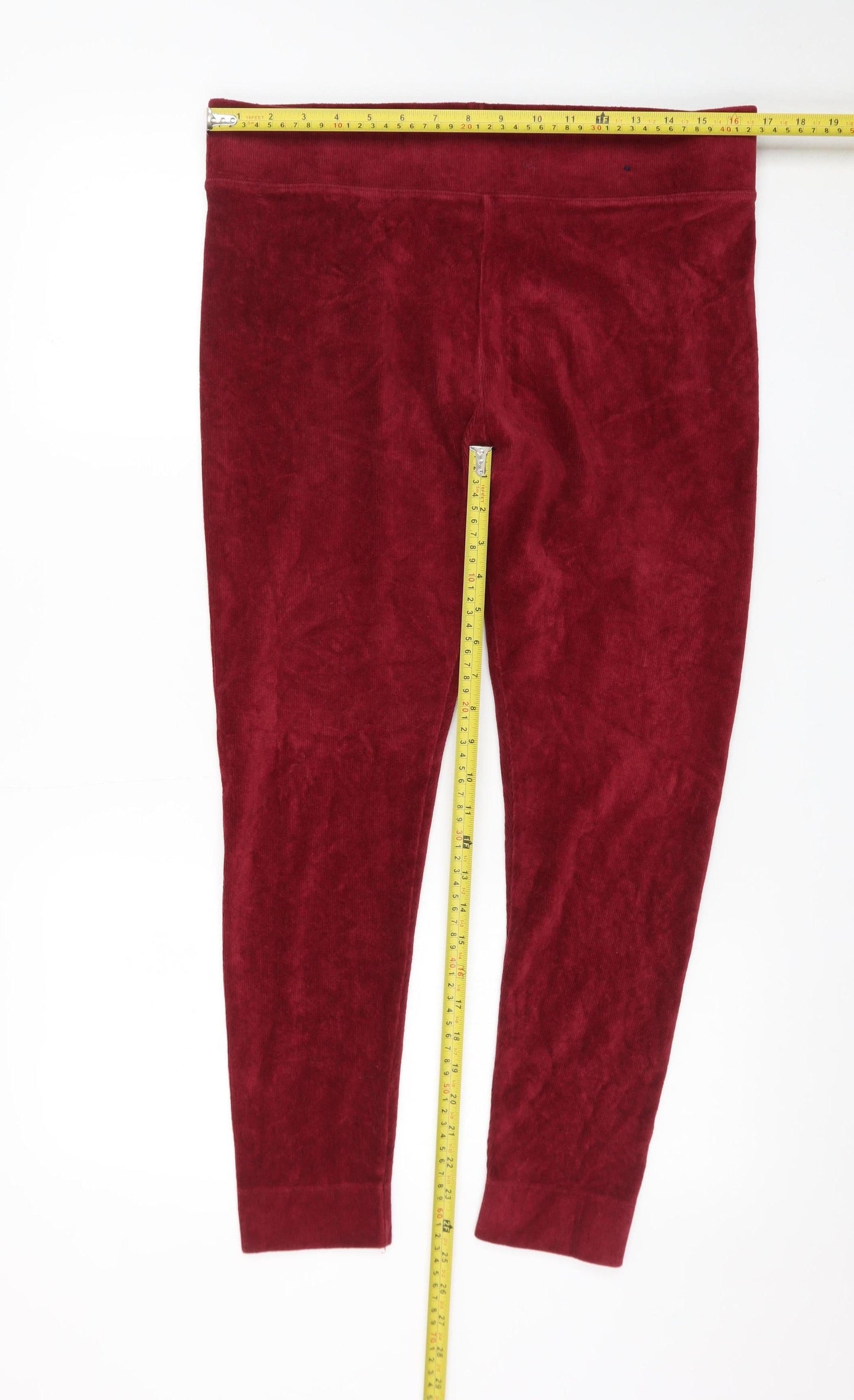 Marks and Spencer Womens Red Velour Leggings Size 16 Short Length