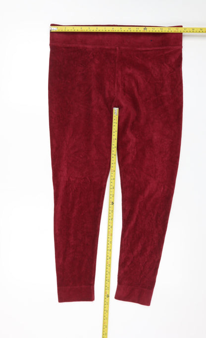 Marks and Spencer Womens Red Velour Leggings Size 16 Short Length