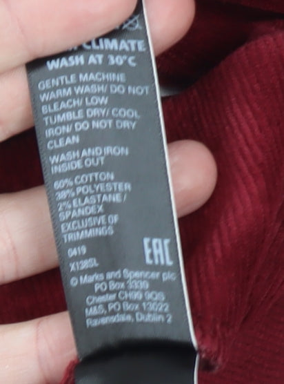 Marks and Spencer Womens Red Velour Leggings Size 16 Short Length