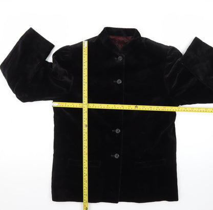 Reldan Womens Black Velvet Blazer Size 12 Classic Buttoned Jacket