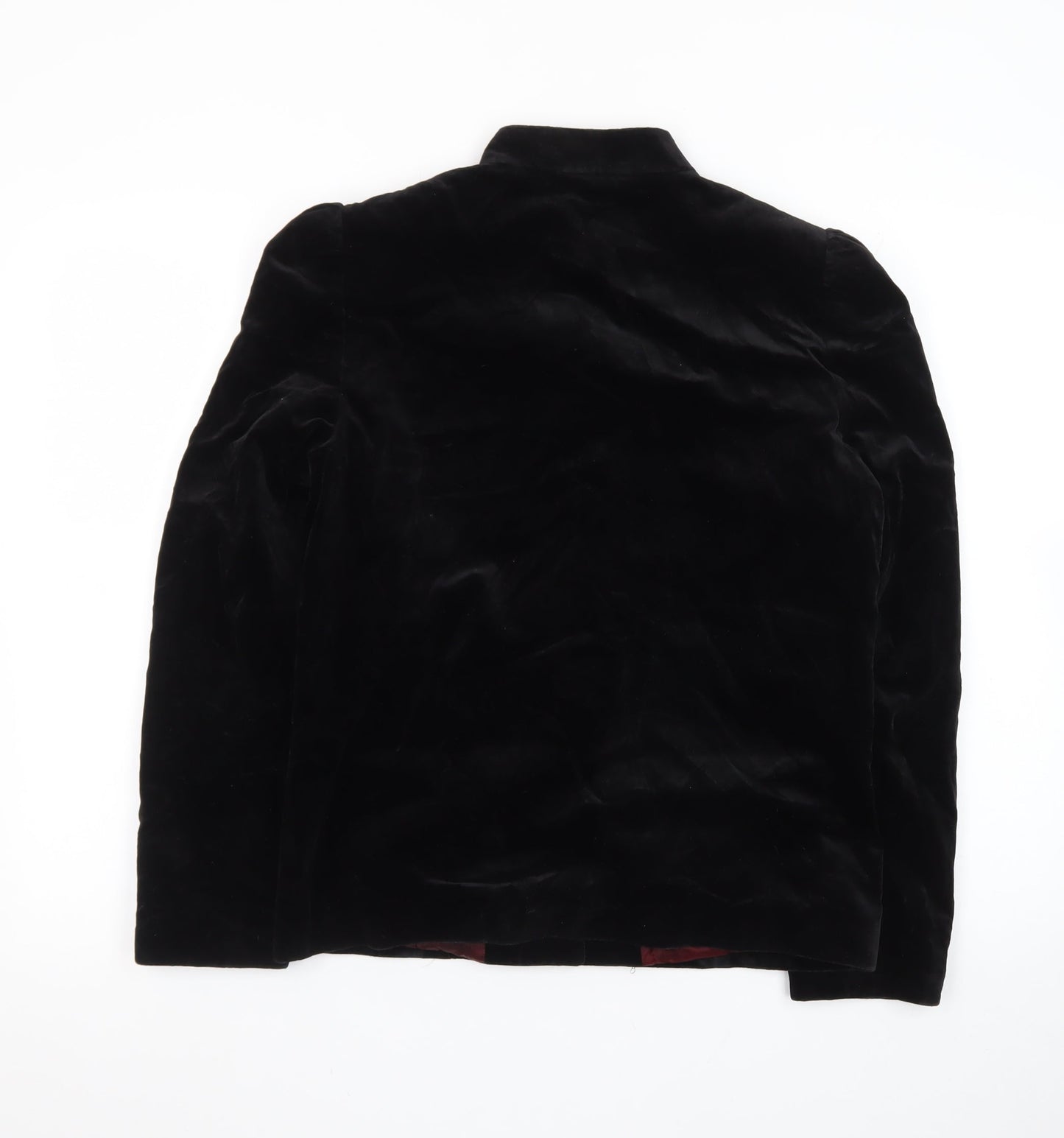 Reldan Womens Black Velvet Blazer Size 12 Classic Buttoned Jacket