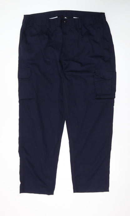 ORN Men's Blue 42R Cargo Work Trousers Polyester Cotton Blend