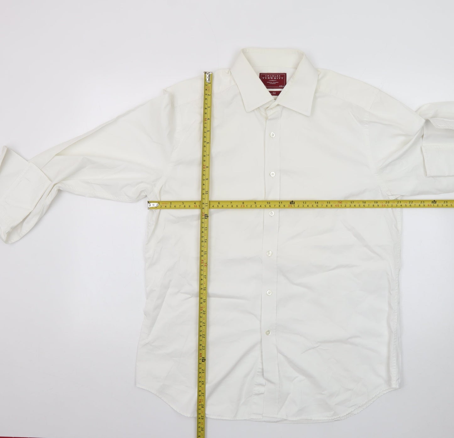 Charles Tyrwhitt Men's White Slim Fit Long Sleeve Cotton Shirt 16.5in