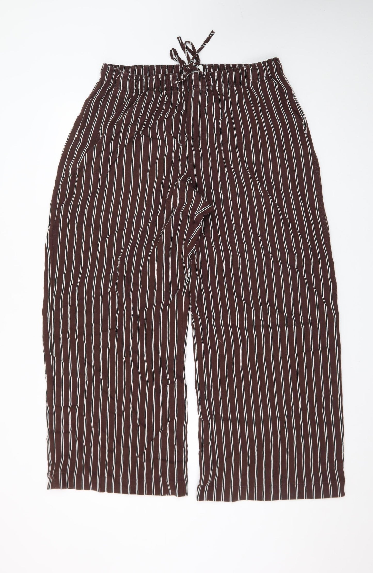 Marks and Spencer Womens Brown Striped Cropped Trousers Size 14