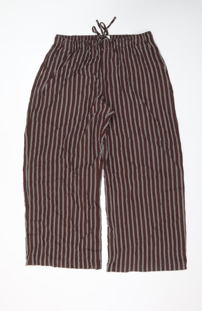 Marks and Spencer Womens Brown Striped Cropped Trousers Size 14