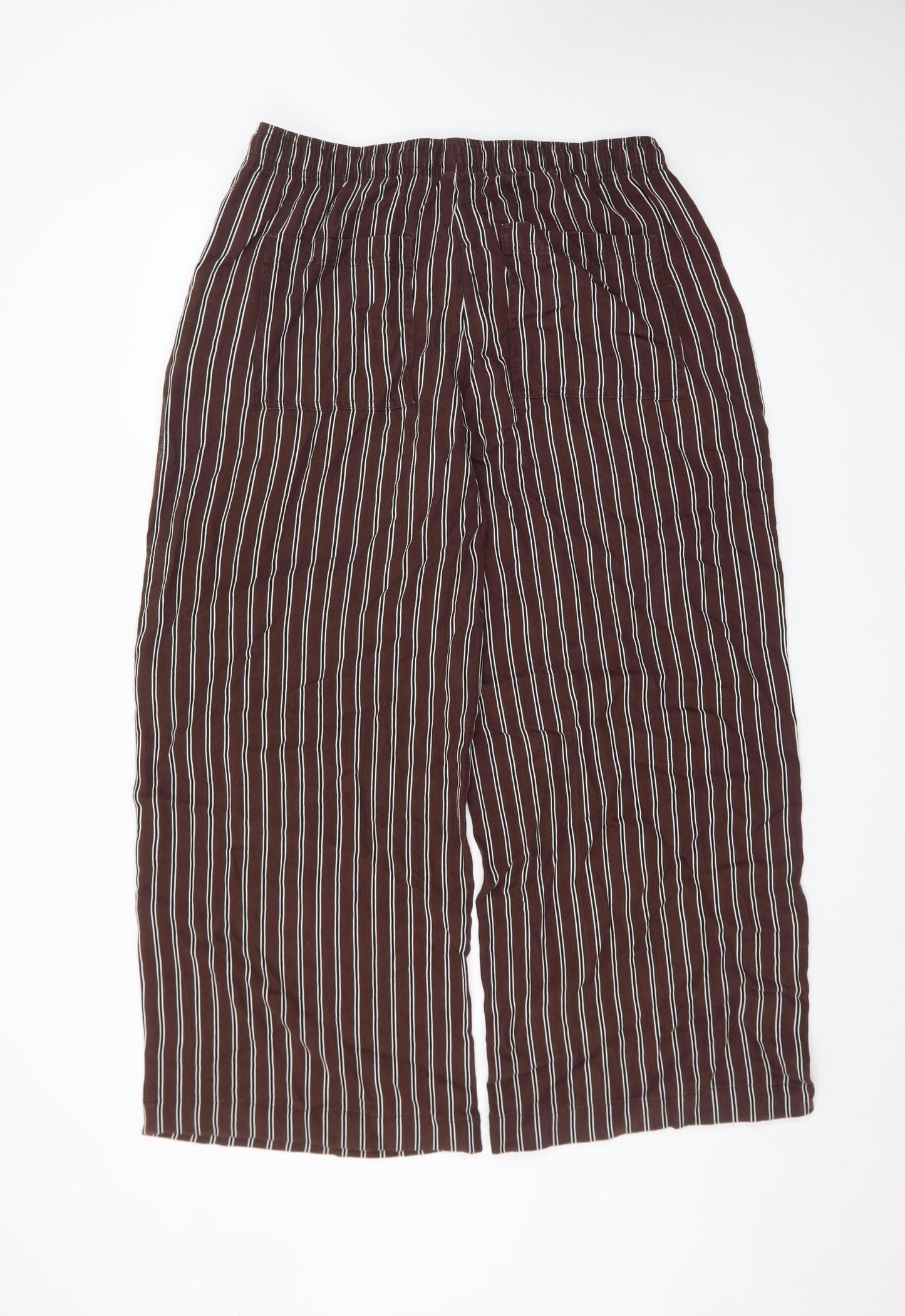 Marks and Spencer Womens Brown Striped Cropped Trousers Size 14