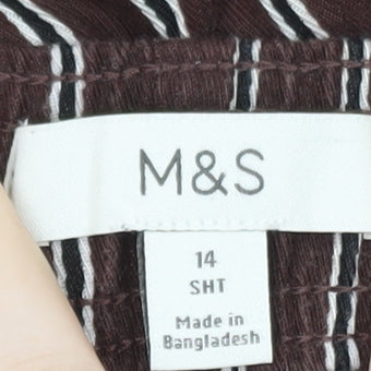Marks and Spencer Womens Brown Striped Cropped Trousers Size 14