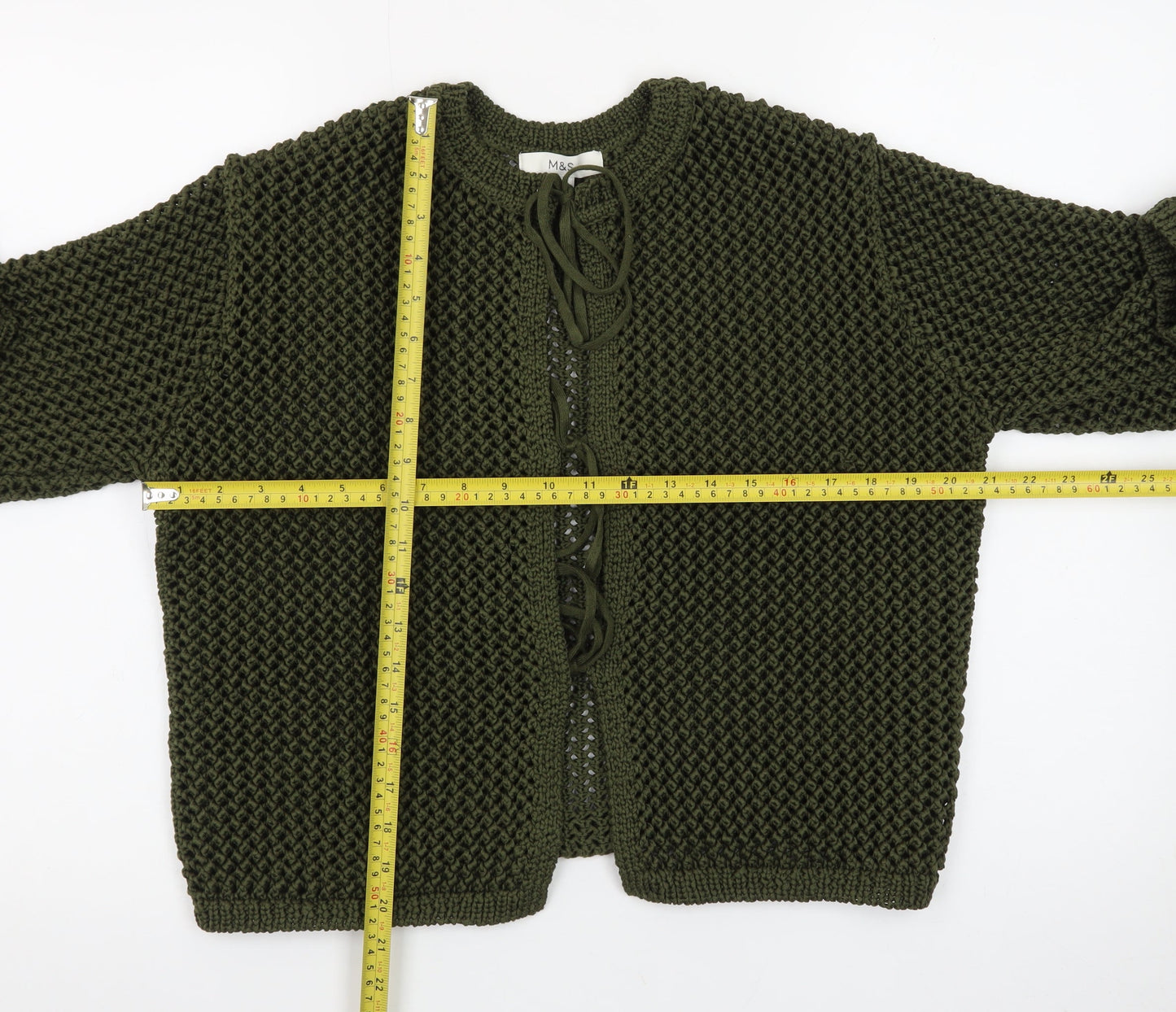 Marks and Spencer Women’s Green Cotton Chunky-Knit Cardigan M