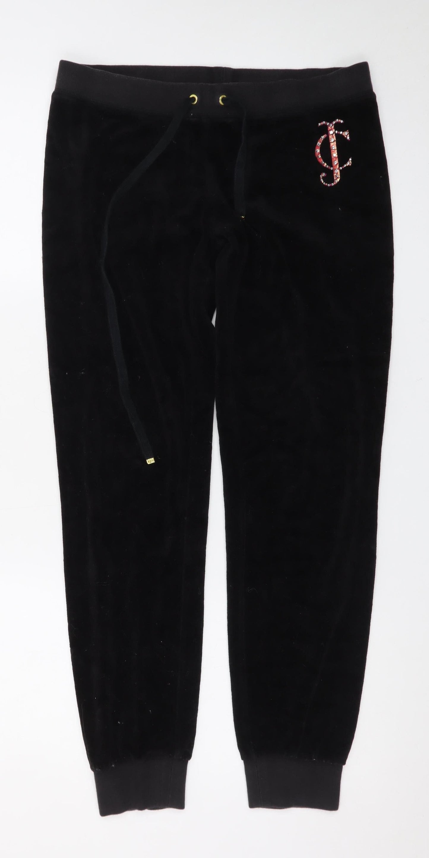 Juicy Couture Women's Black Velour Jogger Trousers Size S