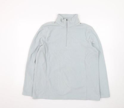 Lands' End Men's Grey Fleece 1/4 Zip Sweatshirt M Regular Fit
