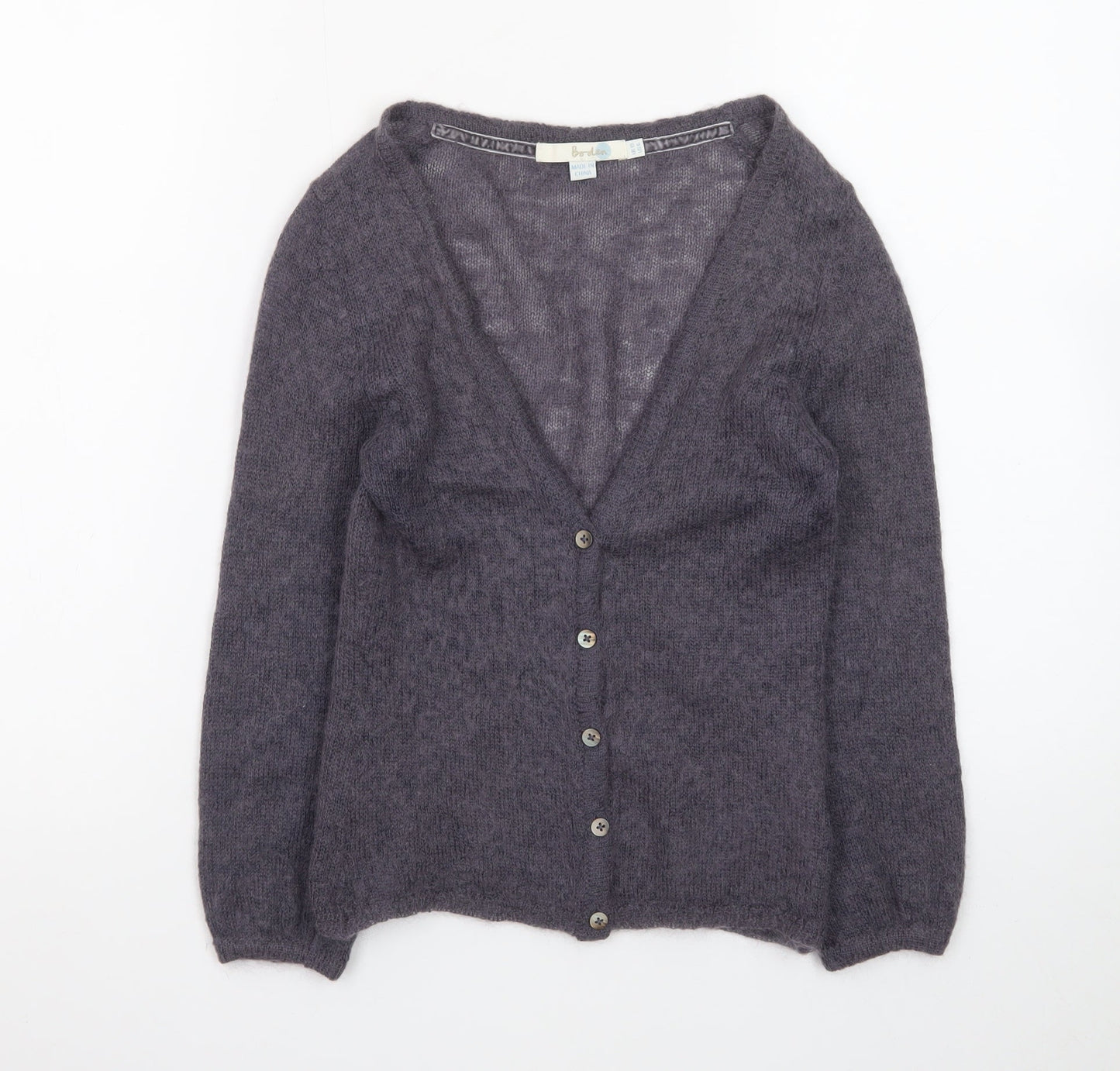 Boden Women Grey Mohair Wool Long Sleeve V-Neck Cardigan UK 10