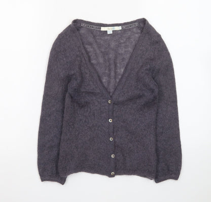 Boden Women Grey Mohair Wool Long Sleeve V-Neck Cardigan UK 10