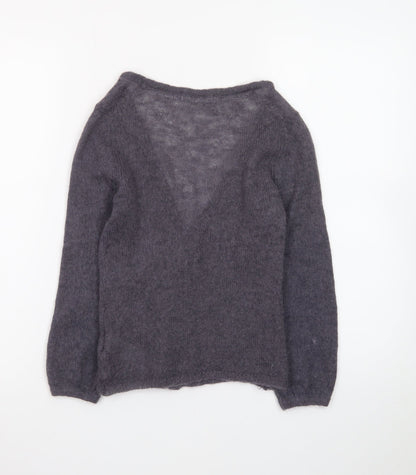 Boden Women Grey Mohair Wool Long Sleeve V-Neck Cardigan UK 10