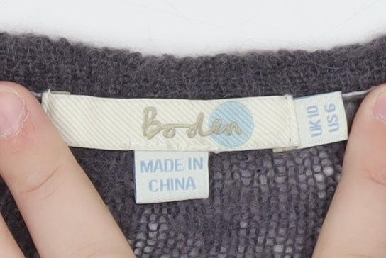 Boden Women Grey Mohair Wool Long Sleeve V-Neck Cardigan UK 10