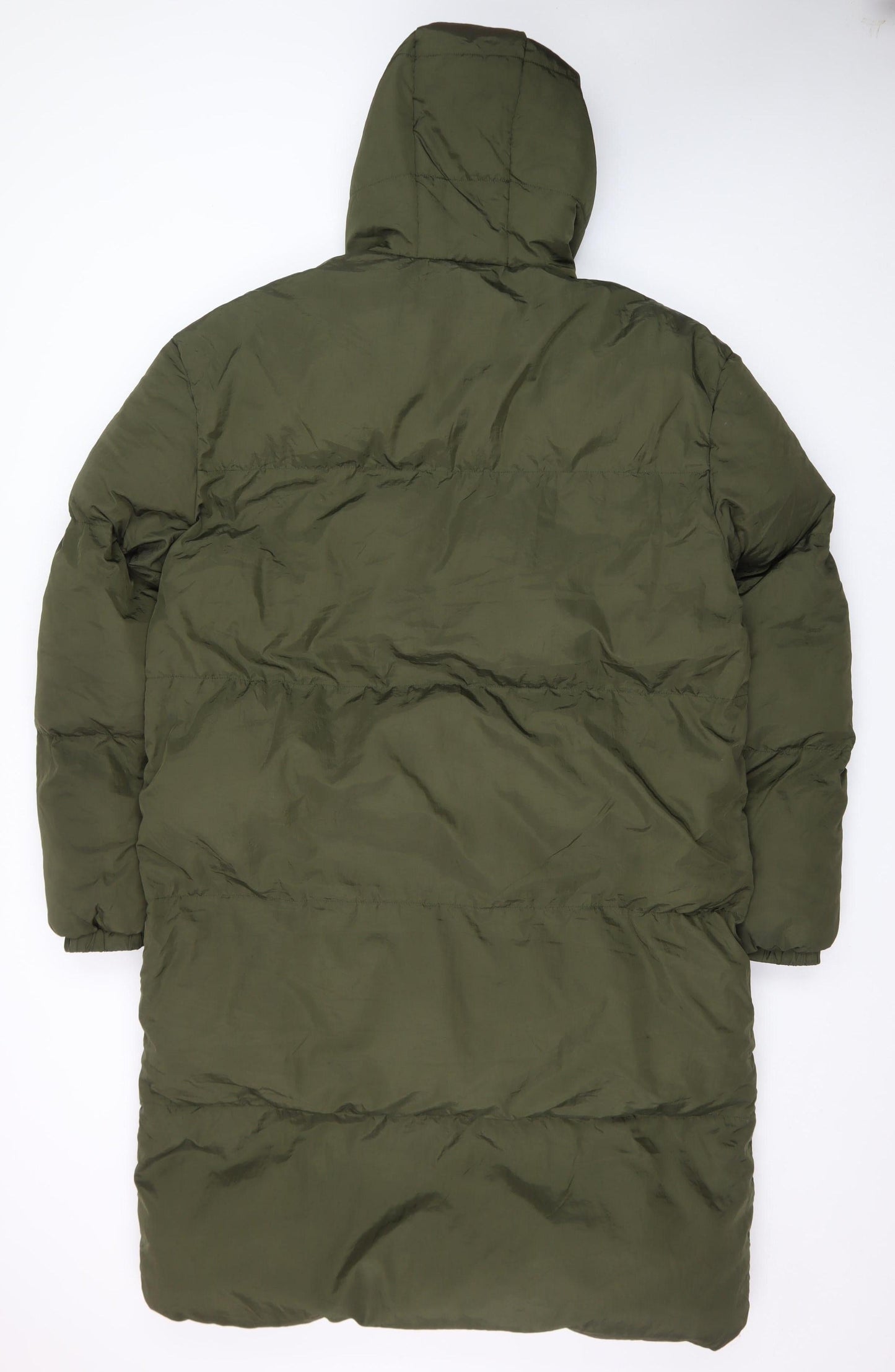 boohooMAN Unisex Adults Green Long Puffer Coat Size M Tall