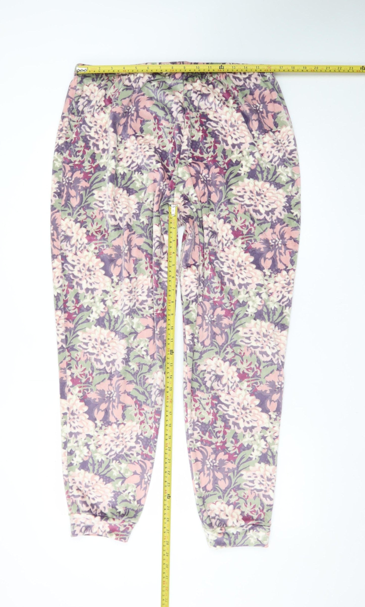 Tu Women’s Floral Pyjama Set Purple Pink Size 16 Soft Lounge Wear