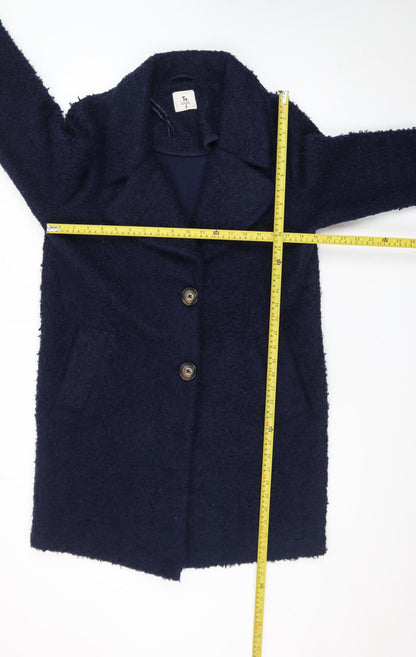 Tu Women’s Blue Mid-Length Buttoned Overcoat Size 12