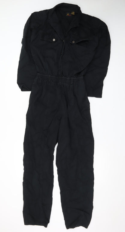 Lizsport Women's Black Cotton Jumpsuit Size S Long Sleeve Zip Waisted