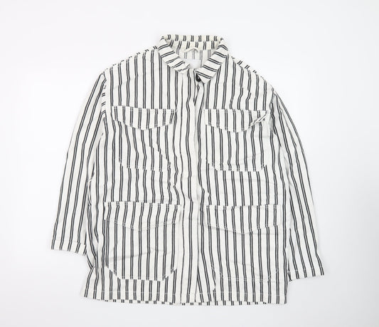 Monki Women's White Black Striped Cotton Suit Jacket XS