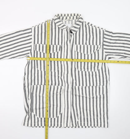 Monki Women's White Black Striped Cotton Suit Jacket XS