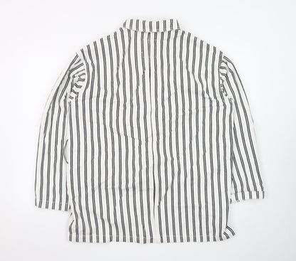 Monki Women's White Black Striped Cotton Suit Jacket XS