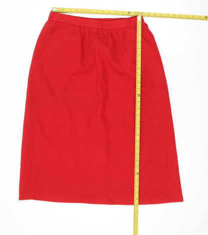 Jack Winter Womens Red Wool Midi Pencil Skirt Size 14