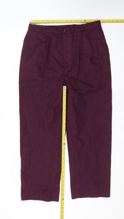 Farah Vintage Women’s Purple Wool Blend High Rise Pleated Trousers Size 16