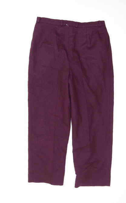 Farah Vintage Women’s Purple Wool Blend High Rise Pleated Trousers Size 16
