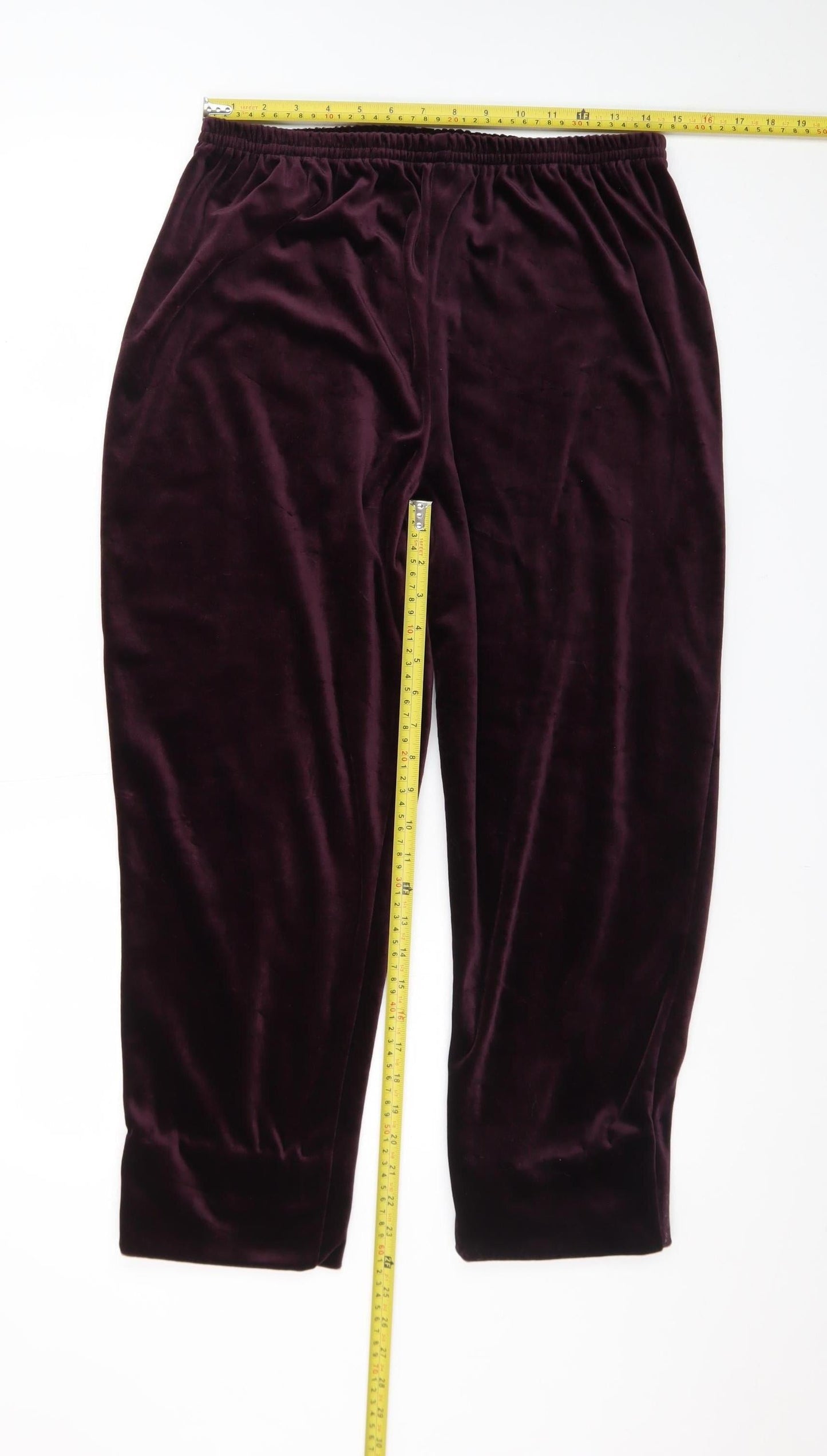Carroll Reed Collections Women’s Burgundy Velour Elastic Waist Trousers Size L