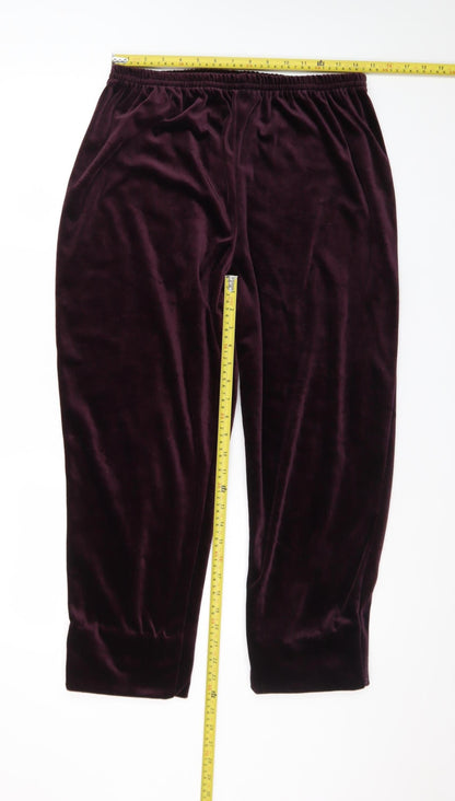Carroll Reed Collections Women’s Burgundy Velour Elastic Waist Trousers Size L