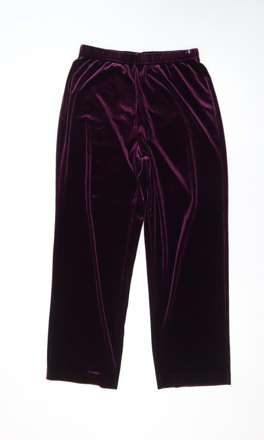Tanjay Petites Women's Purple Velvet Straight Trousers Size S