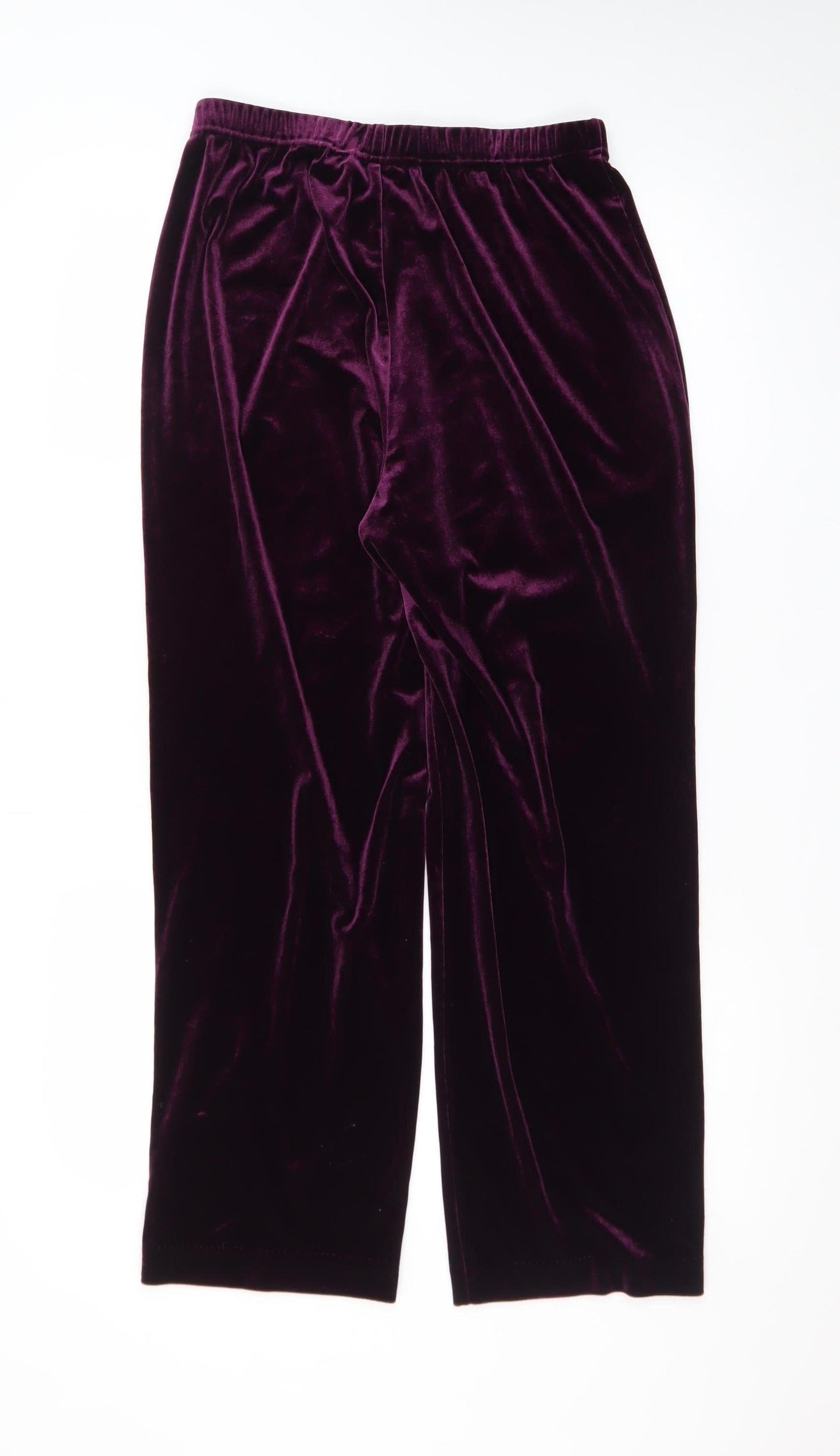 Tanjay Petites Women's Purple Velvet Straight Trousers Size S