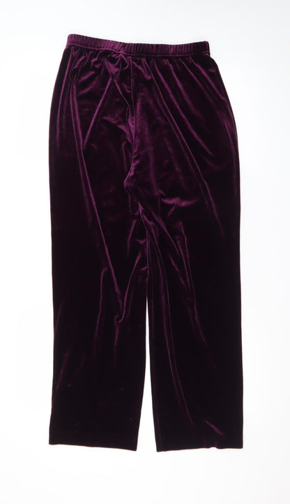 Tanjay Petites Women's Purple Velvet Straight Trousers Size S