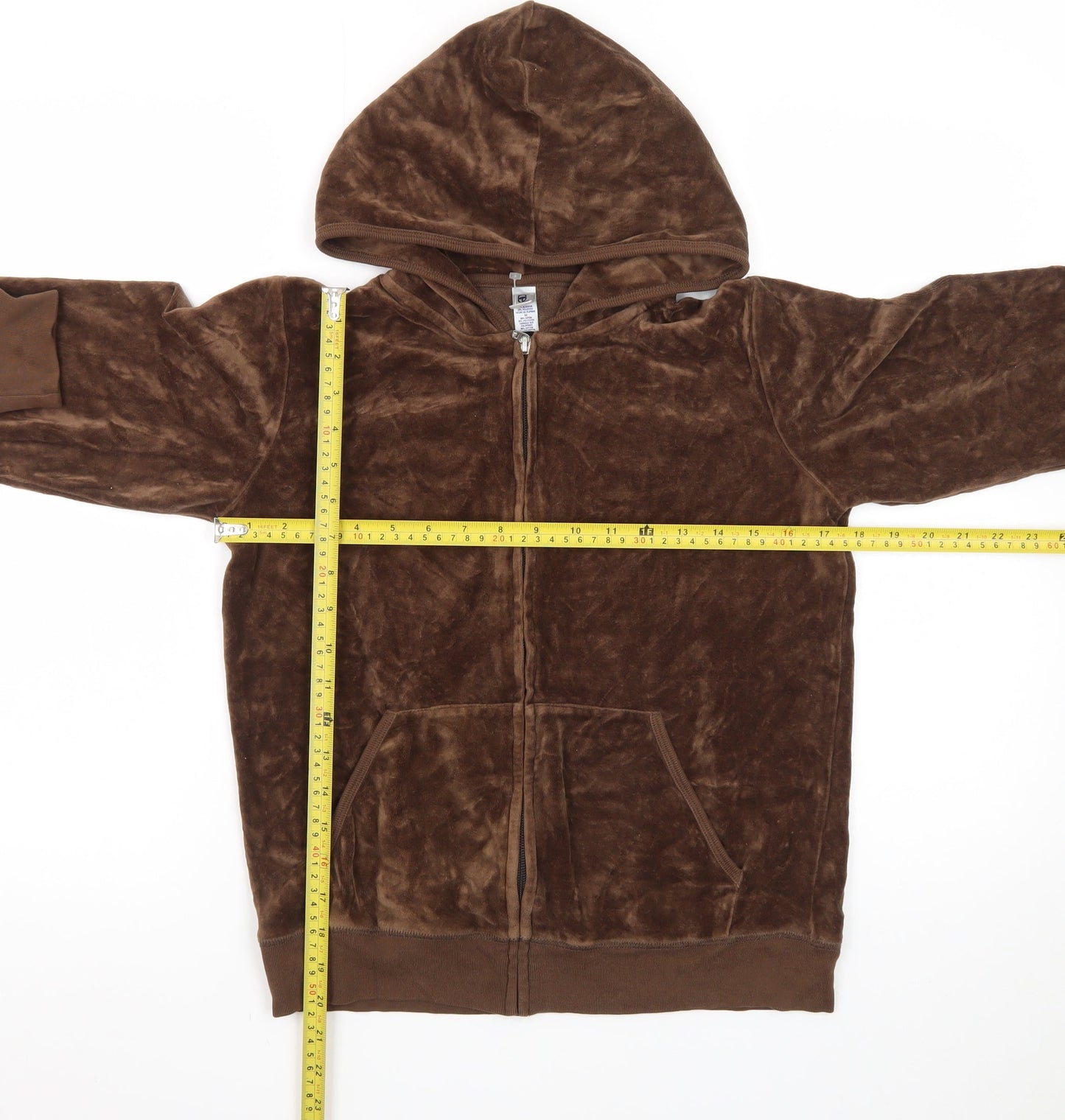 Bella Women Brown Velour Full Zip Hoodie Medium Casual