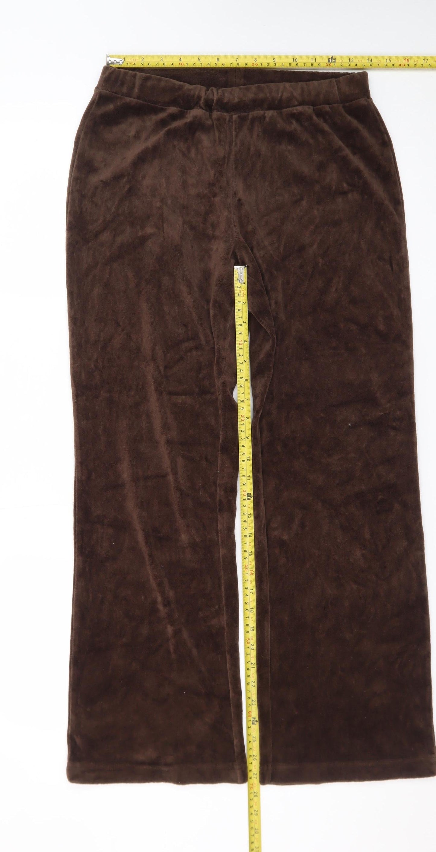 Charter Club Women’s Brown Velour Straight Leg Trousers Size S