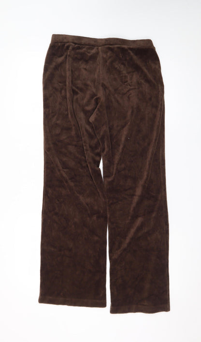 Charter Club Women’s Brown Velour Straight Leg Trousers Size S