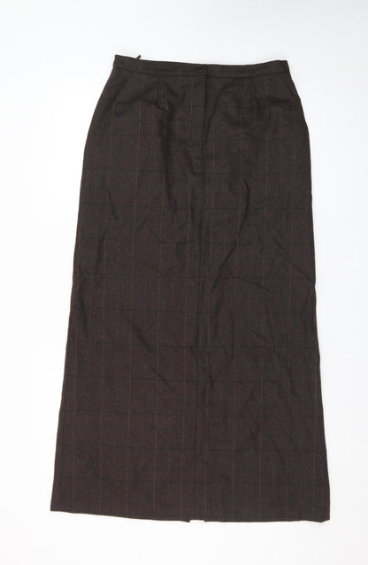 Giorgia Netti Women Brown Checked Wool Pencil Skirt Size 10