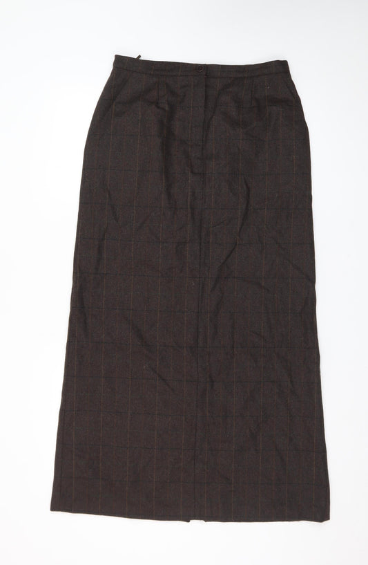 Giorgia Netti Women Brown Checked Wool Pencil Skirt Size 10