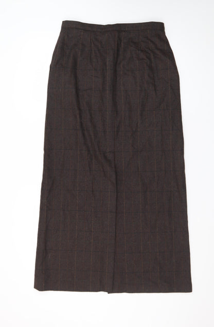 Giorgia Netti Women Brown Checked Wool Pencil Skirt Size 10