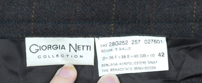 Giorgia Netti Women Brown Checked Wool Pencil Skirt Size 10